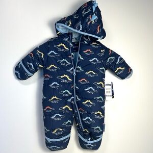 Dinosaur Print with Fins on Hood Kids One Piece Snowsuit 6-9 mo